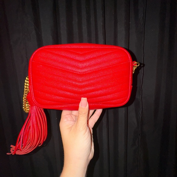 SAINT LAURENT MINI LOU CROSSBODY in ROUGE EROS - Picture 2 of 8
